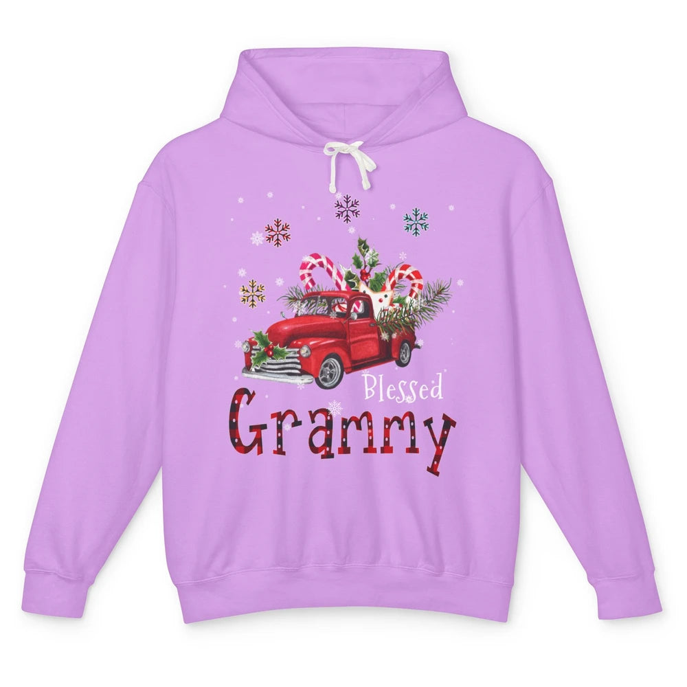 Merry Christmas Blessed Grammy Red Truck Xmas Grandma Retro Unisex Lightweight Hoodie