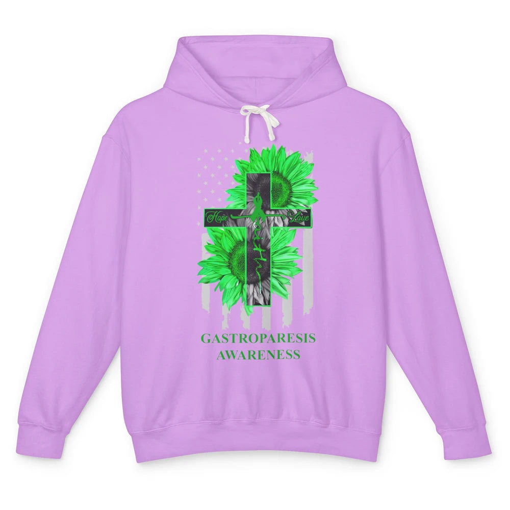 Gastroparesis Awareness Green Ribbon Faith Hope Love US Flag Unisex Lightweight Hoodie