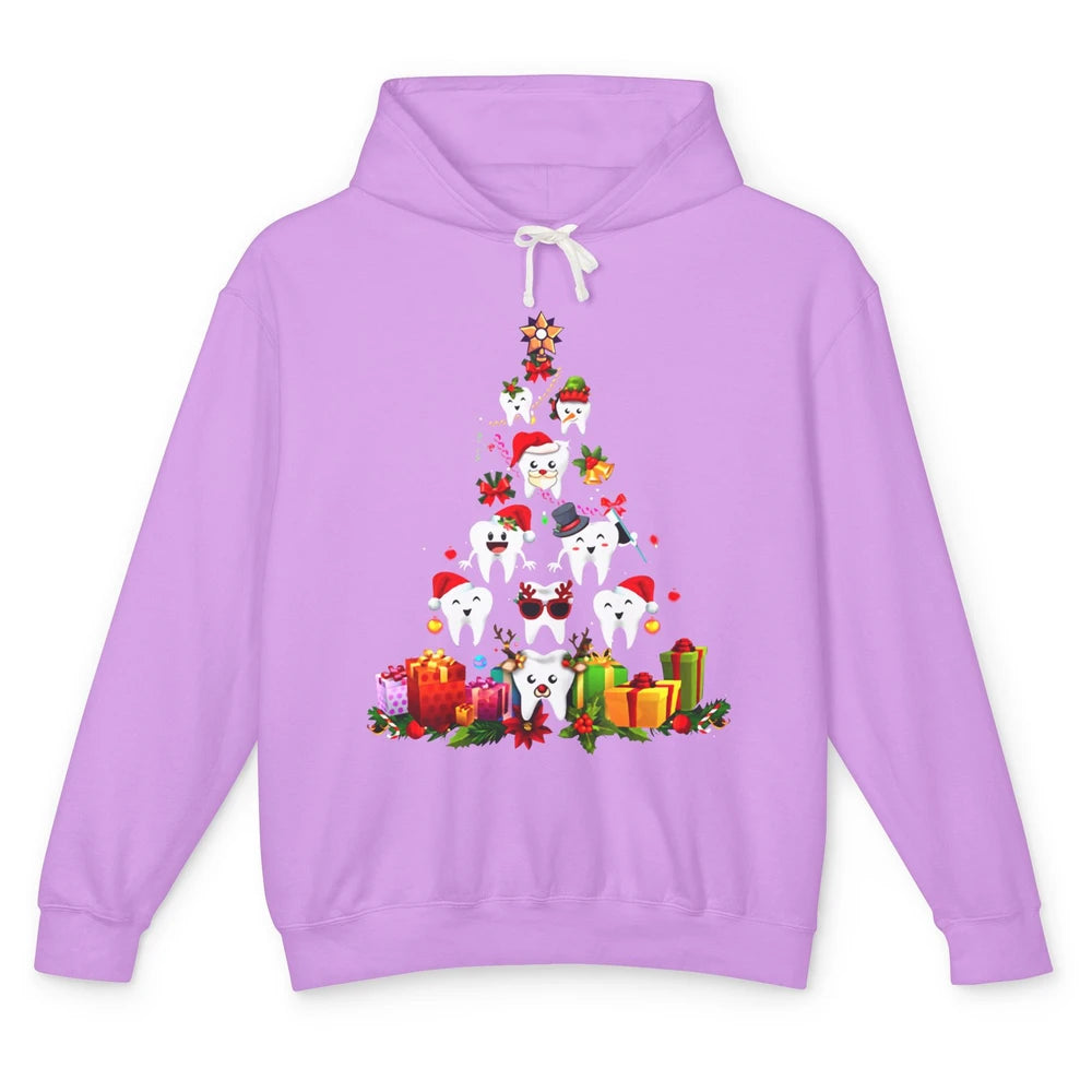 Funny Dentist Cute Teeth Christmas Tree Dental Christmas Unisex Lightweight Hoodie