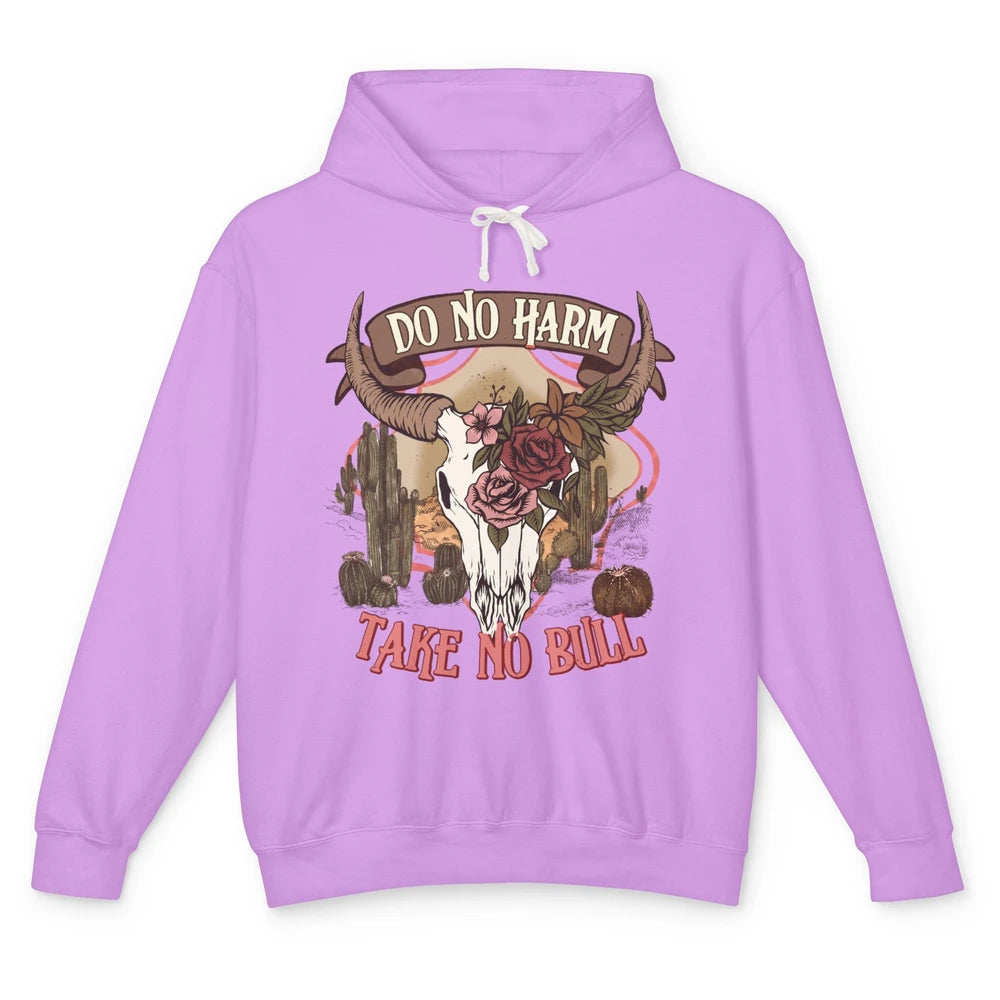 Floral Desert Bull Skull Do No Harm Take No Bull Western Unisex Lightweight Hoodie