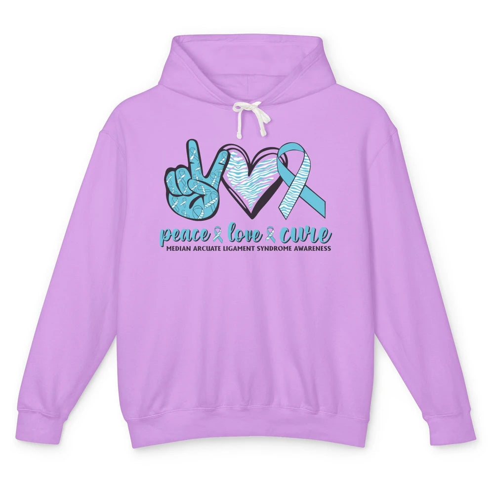 Median Arcuate Ligament Syndrome MALS Ribbon Peace Love Cure Unisex Lightweight Hoodie