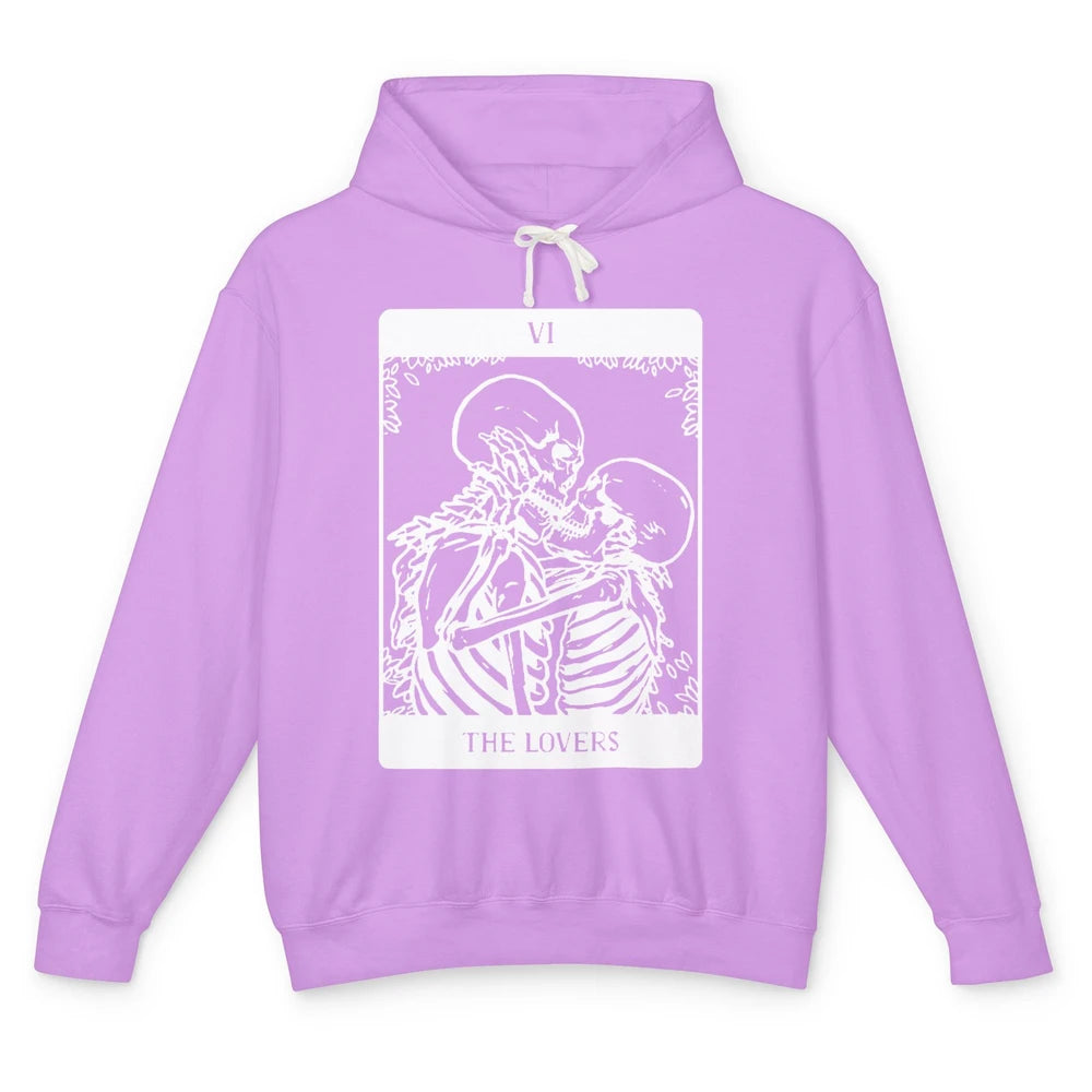 Funny Skeleton Couple The Lovers Tarot Card Valentines Day Unisex Lightweight Hoodie