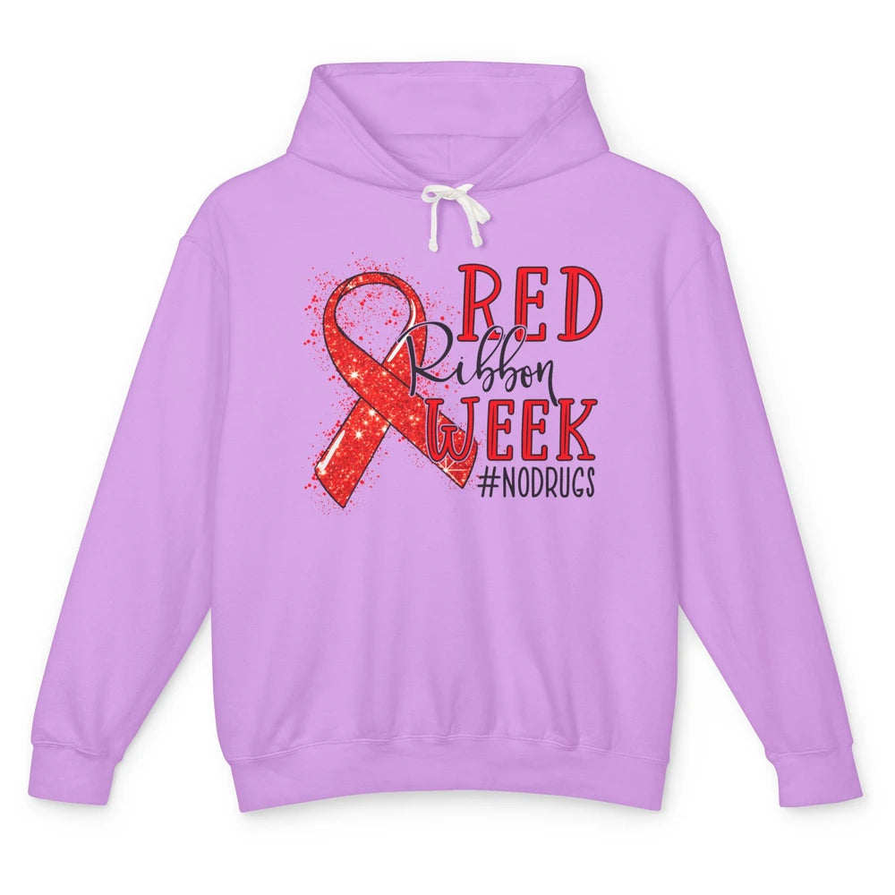 October Red Ribbon Week Awareness No Drugs Drug Free Unisex Lightweight Hoodie