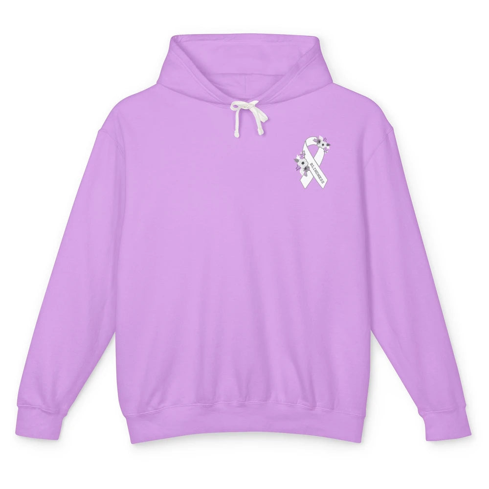 Blindness Awareness Floral White Gray Ribbon Blind Support Unisex Lightweight Hoodie