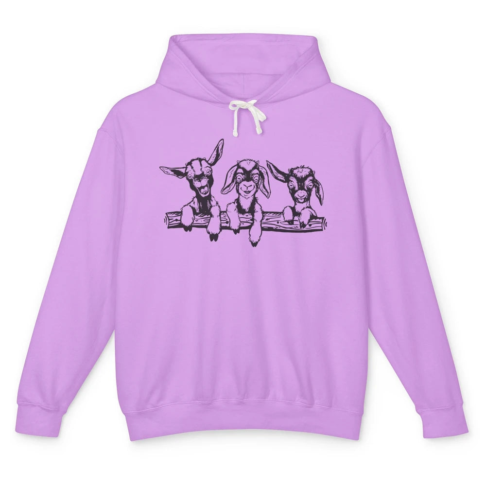 Cute Goats Farm Animal Retro Goat Mom Baby Goat Lovers Gift Unisex Lightweight Hoodie