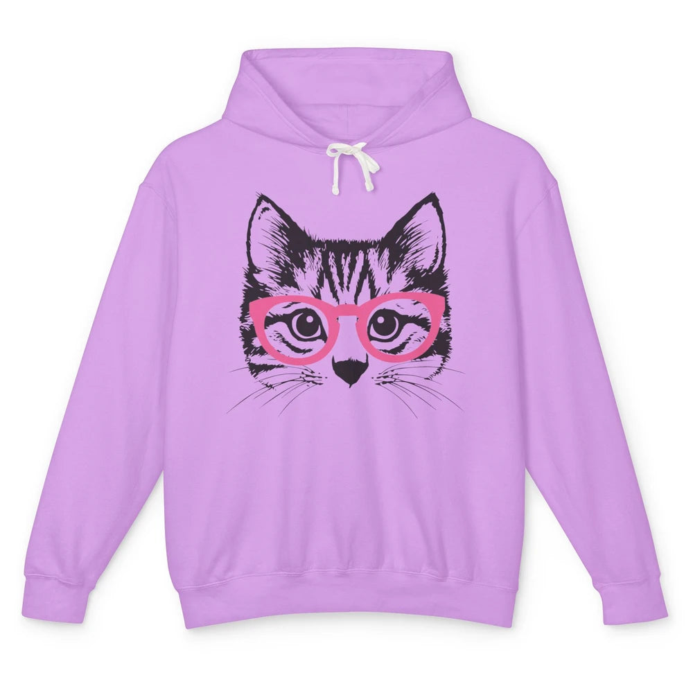 Kitten Cat Wearing Eyeglasses Optometrist Ophthalmologist Unisex Lightweight Hoodie