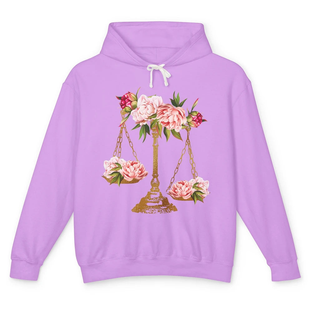 Wildflowers Lawyer Office Scales Decor Justice Law School Unisex Lightweight Hoodie