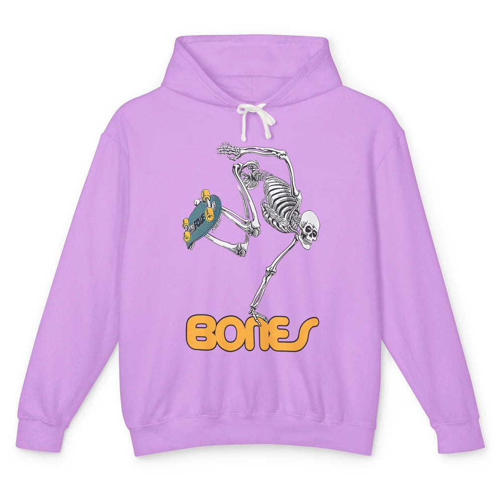 Funny Skeleton Skateboarding Halloween Bones Costume Gift Unisex Lightweight Hoodie