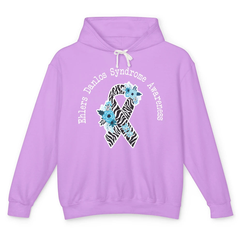 Ehlers Danlos Syndrome Awareness EDS Zibra Ribbon Rainbow Unisex Lightweight Hoodie