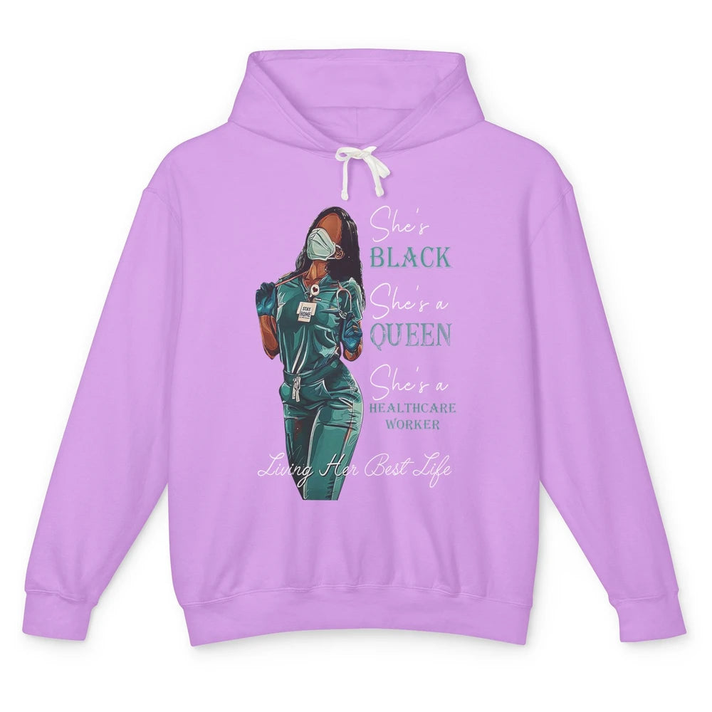 Black Healthcare Worker Proud Nurse Black Queen Pride Gift Unisex Lightweight Hoodie