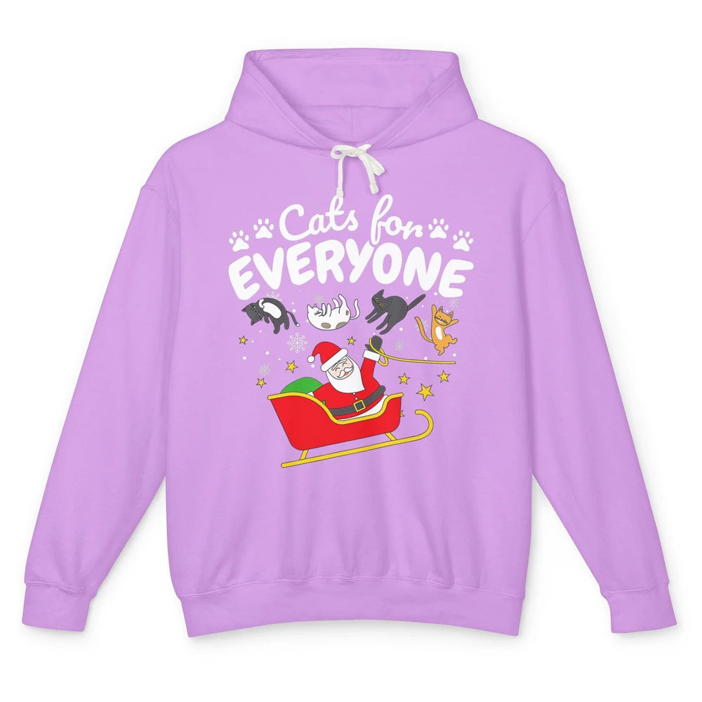 Merry Christmas Funny Cat For Everyone Santa Claus Reindeer Unisex Lightweight Hoodie