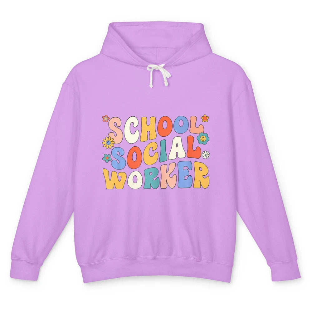 Groovy School Social Worker Retro 70s Teacher First Day Boho Unisex Lightweight Hoodie