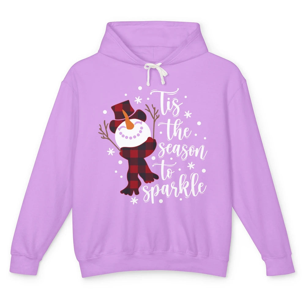 Funny Snowman Tis The Season To Sparkle Merry Christmas Unisex Lightweight Hoodie