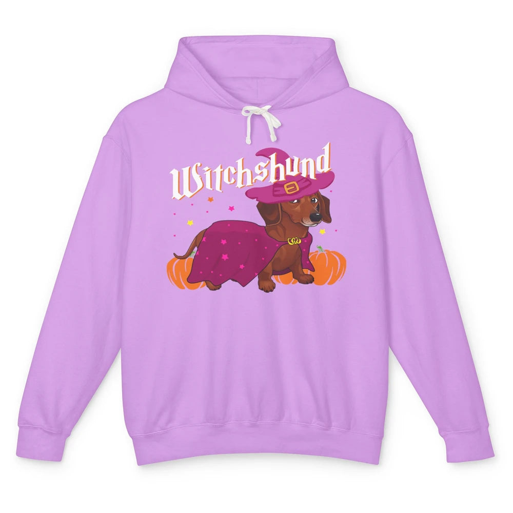 Dachshund Dog Witch Boo Moon Pumpkin Halloween Spooky Season Unisex Lightweight Hoodie