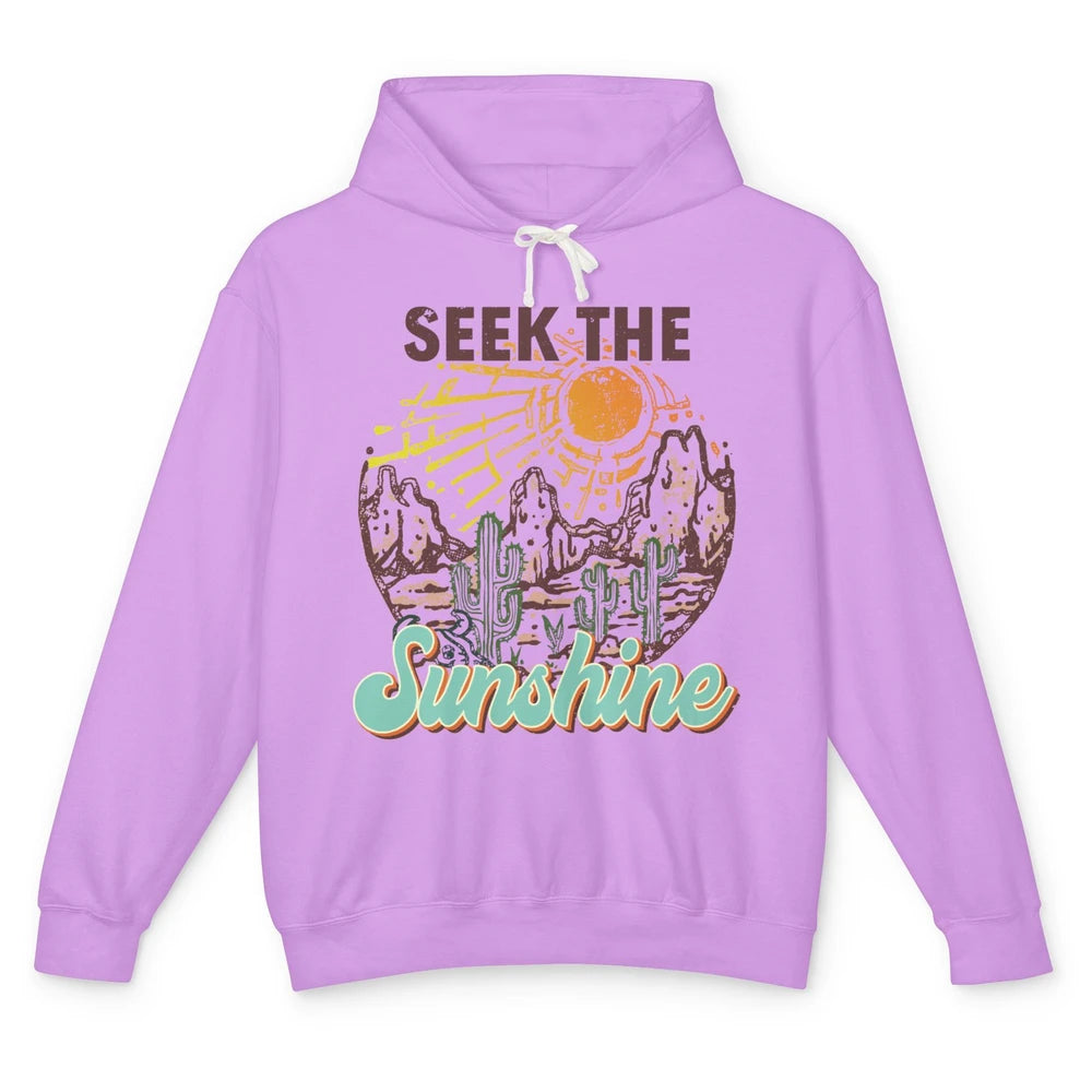 Retro Desert Cactus Seek The Sunshine Western Country Girls Unisex Lightweight Hoodie