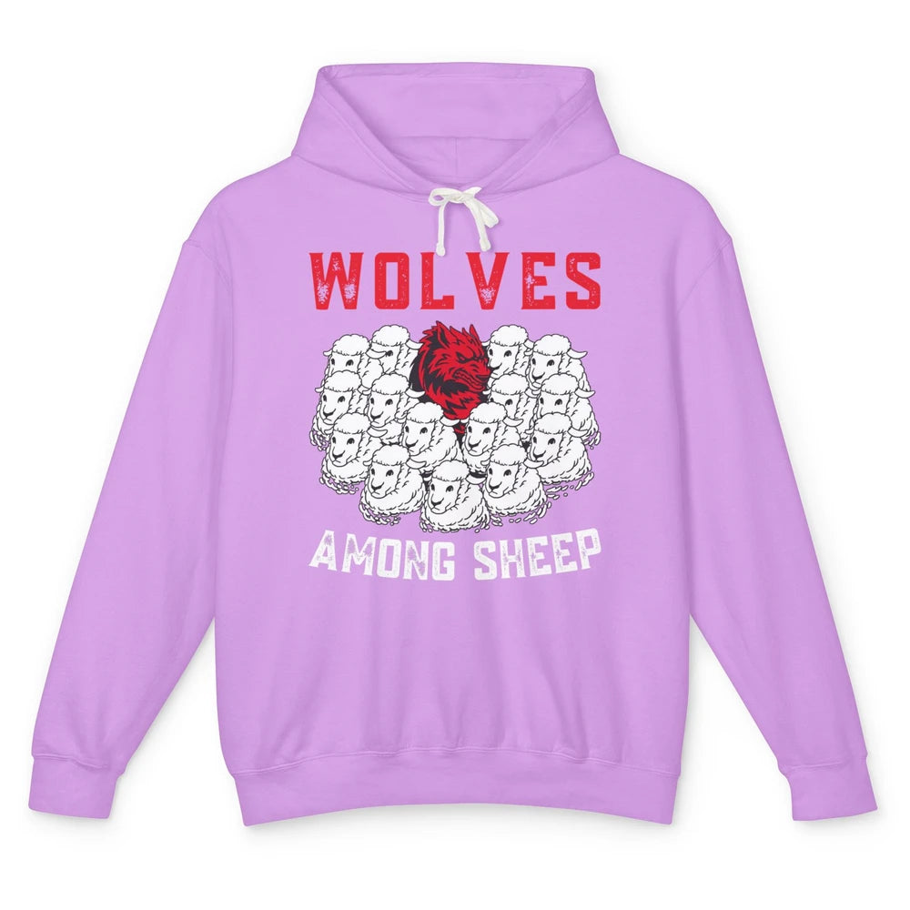 Funny Wolves Among Sheep Lamb Farm Animal Farming Country Unisex Lightweight Hoodie