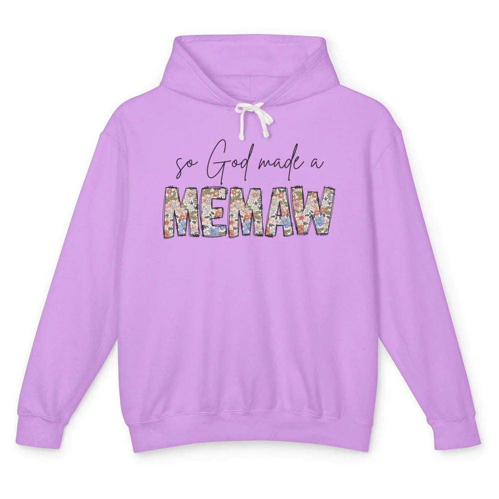 Floral Boho So God Made A Memaw Grandmother Mothers Day Unisex Lightweight Hoodie