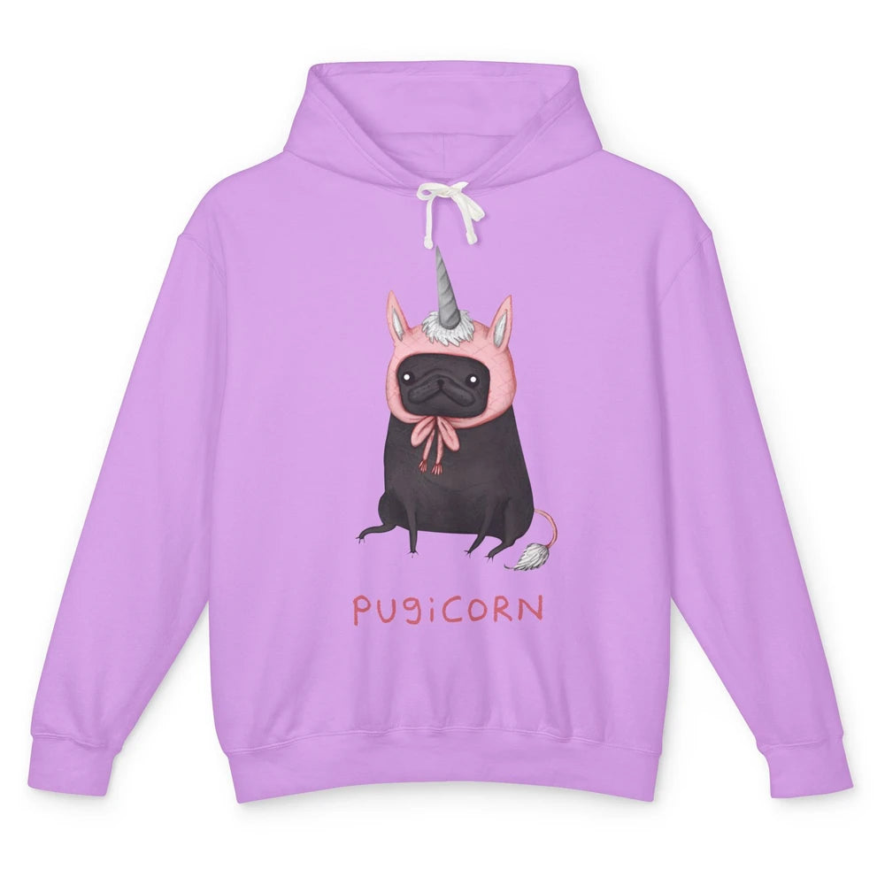 Funny Pug Unicorn Parody Costume Pug Mom Animal Humorous Unisex Lightweight Hoodie