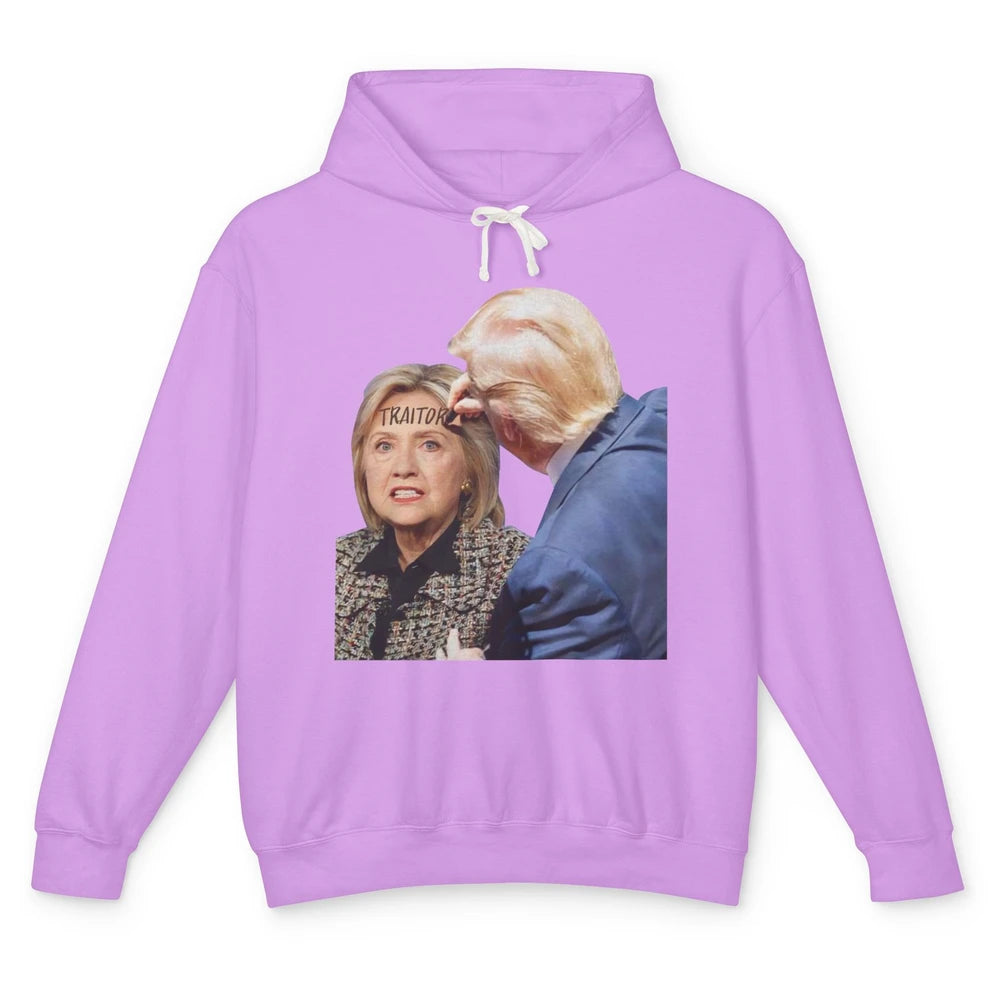 Traitor Donald Trump Writing On Forehead Of Hillary Clinton Unisex Lightweight Hoodie