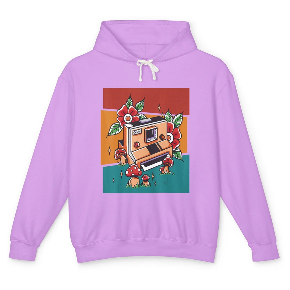 Cute Photography Mushroom Retro Camera Photographer Life Unisex Lightweight Hoodie