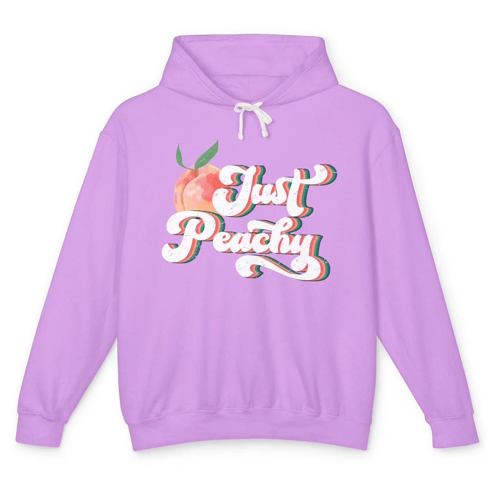 Just Peachy Retro 70s Georgia Peaches Summer Fruit Sarcastic Unisex Lightweight Hoodie