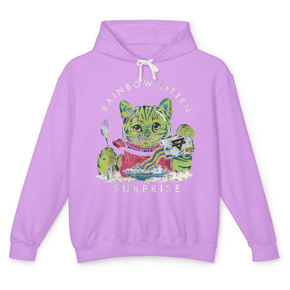 Retro Rainbow Kitten Surprise Gothic Halloween Funny Cat Pet Unisex Lightweight Hoodie