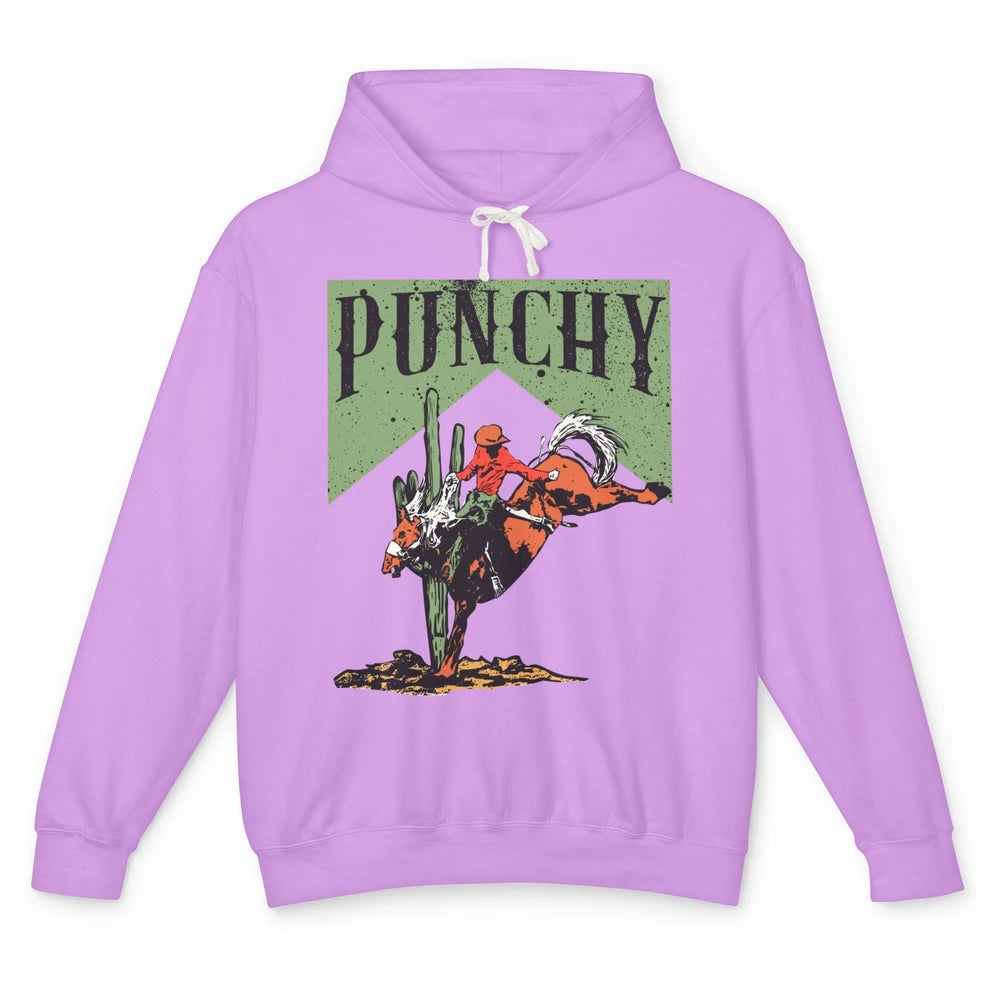 Retro Cowboy Rodeo Punchy Bucking Horse Western Country Unisex Lightweight Hoodie