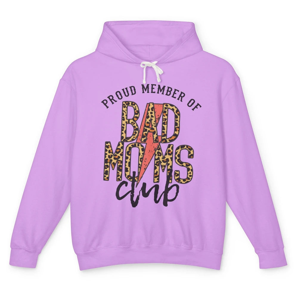 Leopard Proud Member Of Bad Moms Club Lightning Bolt Western Unisex Lightweight Hoodie