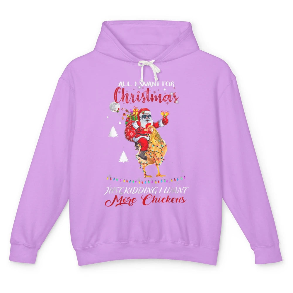 Merry Christmas Funny Santa Claus Riding Chicken Xmas Vibes Unisex Lightweight Hoodie