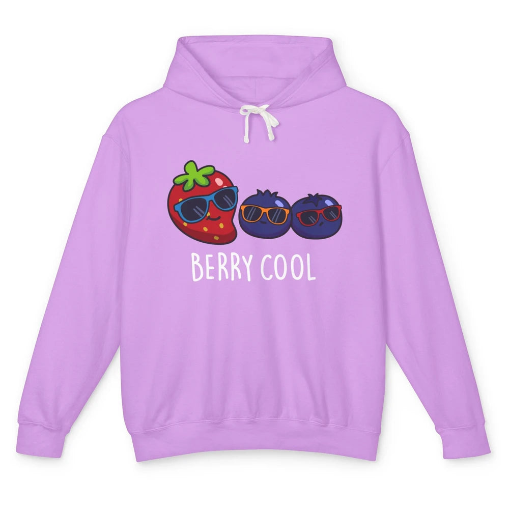 Berry Cool Funny Strawberry Pun Best Friend Summer Retro Unisex Lightweight Hoodie