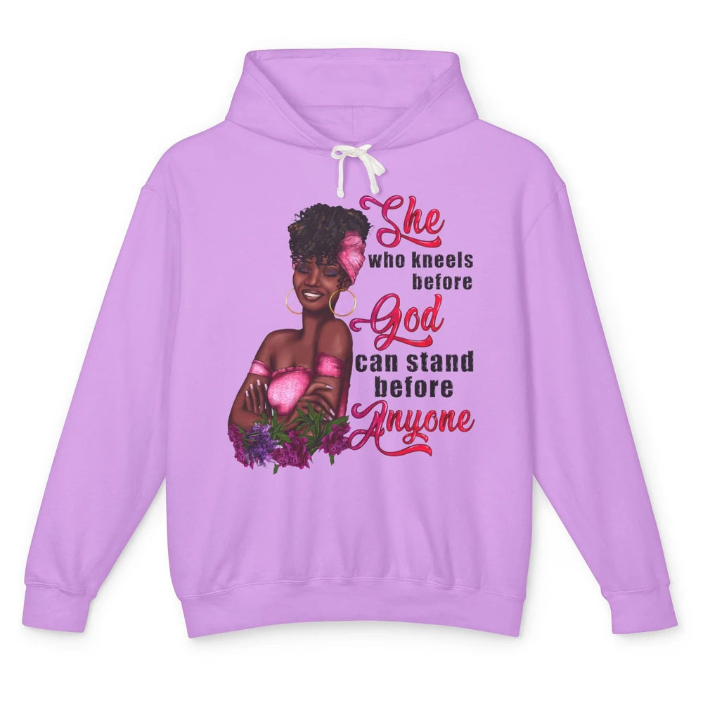 Black Girl She Who Kneels Before God Christian Afro Women Unisex Lightweight Hoodie