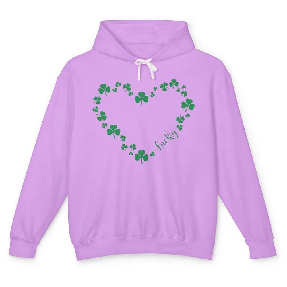 St Patricks Day Shamrock Heart Lucky St Paddy Irish Holiday Unisex Lightweight Hoodie