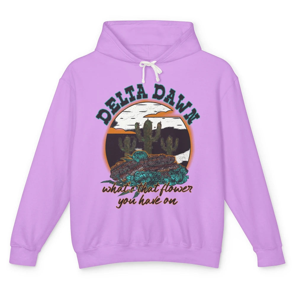 Retro Desert Night Delta Dawn What's That Flower Western Unisex Lightweight Hoodie