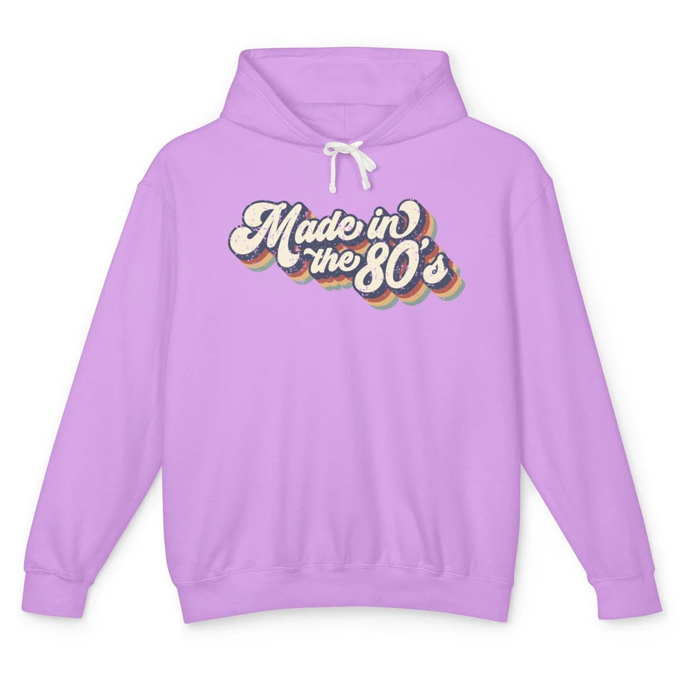 Retro Vintage Made In The 80's 1980s Born Birthday Day Gift Unisex Lightweight Hoodie