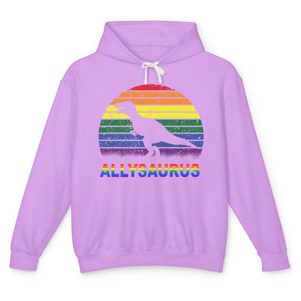 Vintage Allysaurus T-rex Dinosaur LGBT Gay Pride Month Unisex Lightweight Hoodie