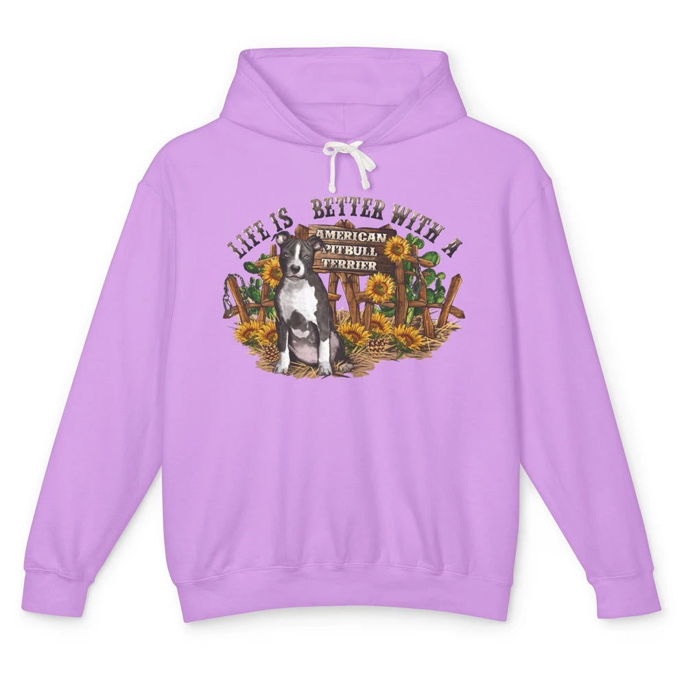 Sunflower Life Is Better With American Pitbull Terrier Mom Unisex Lightweight Hoodie