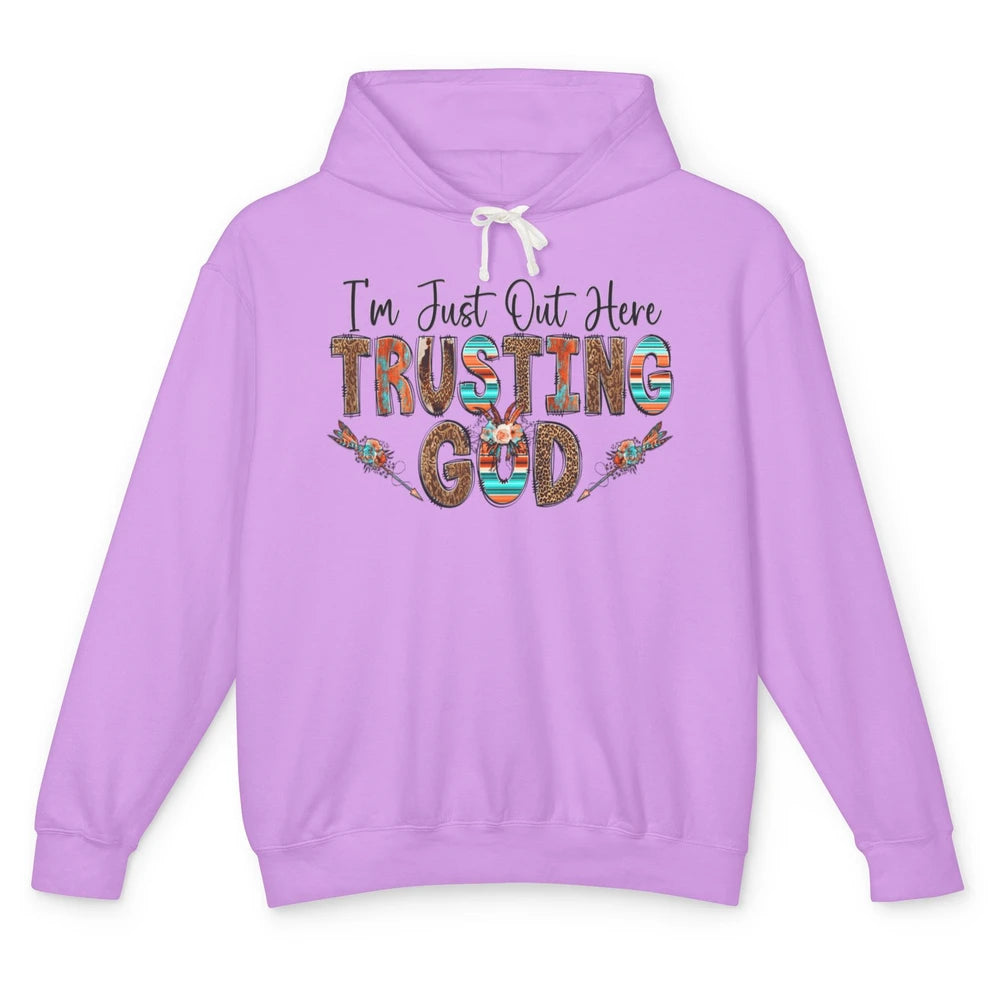 Out Here Trusting God Jesus Religion Christian Floral Bible Unisex Lightweight Hoodie