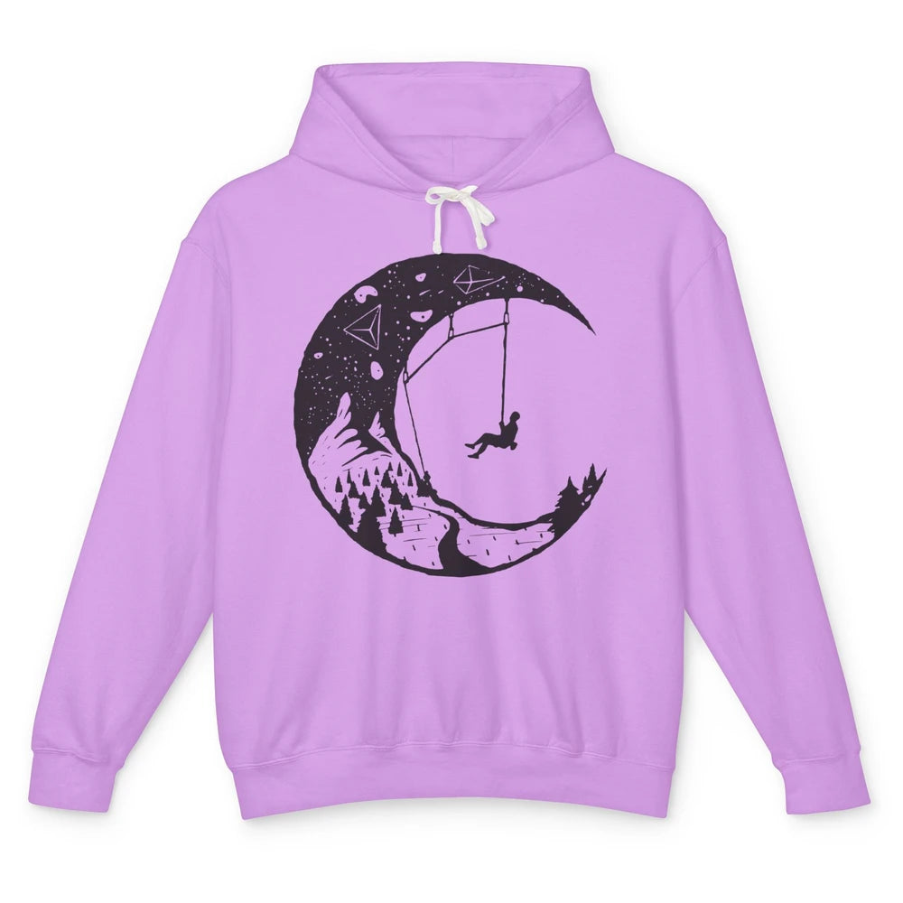 Funny Mountain Rock Climbing On The Moon Space Climber Unisex Lightweight Hoodie