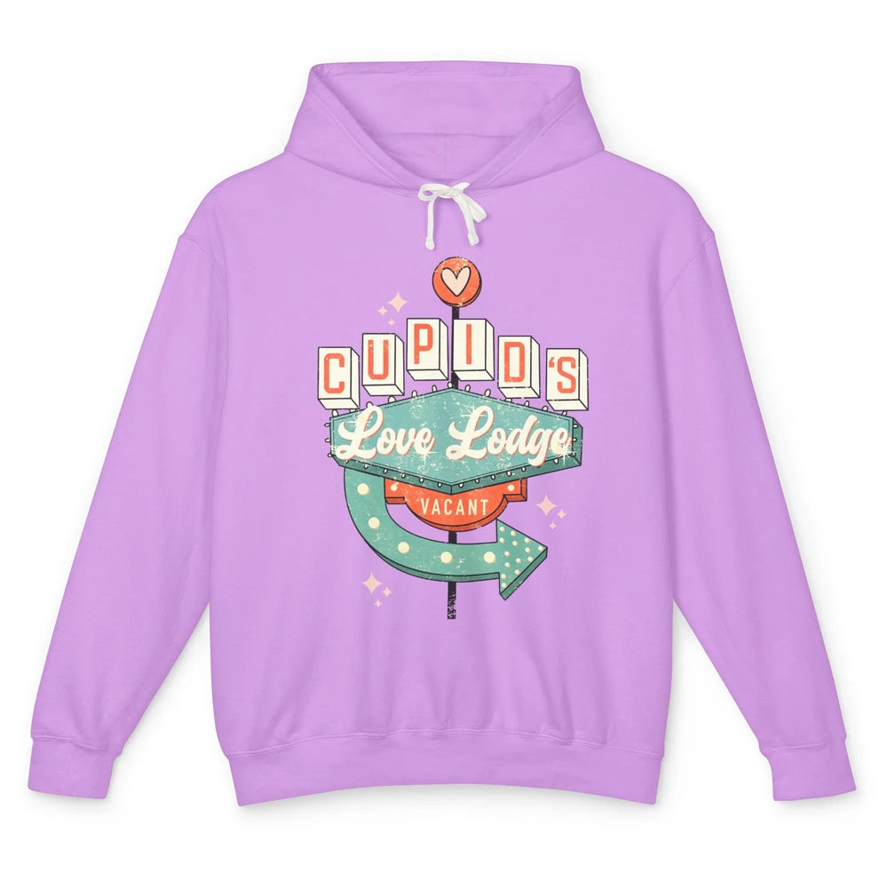 Retro Valentines Cupid's Love Lodges Funny Couples Valentine Unisex Lightweight Hoodie