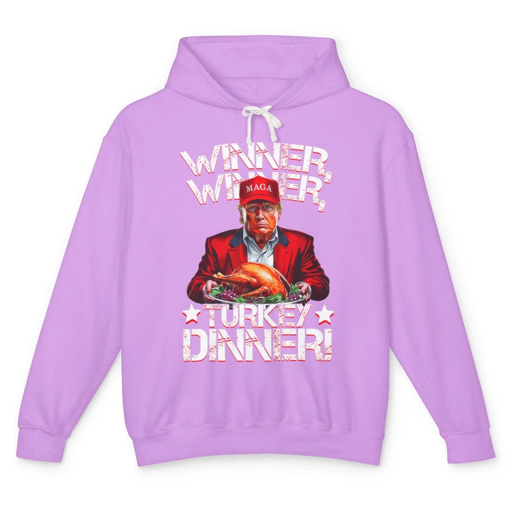 Funny Trump Winner Turkey Dinner Thanksgiving Donald Trump President Republican Political Humor Unisex Lightweight Hoodie