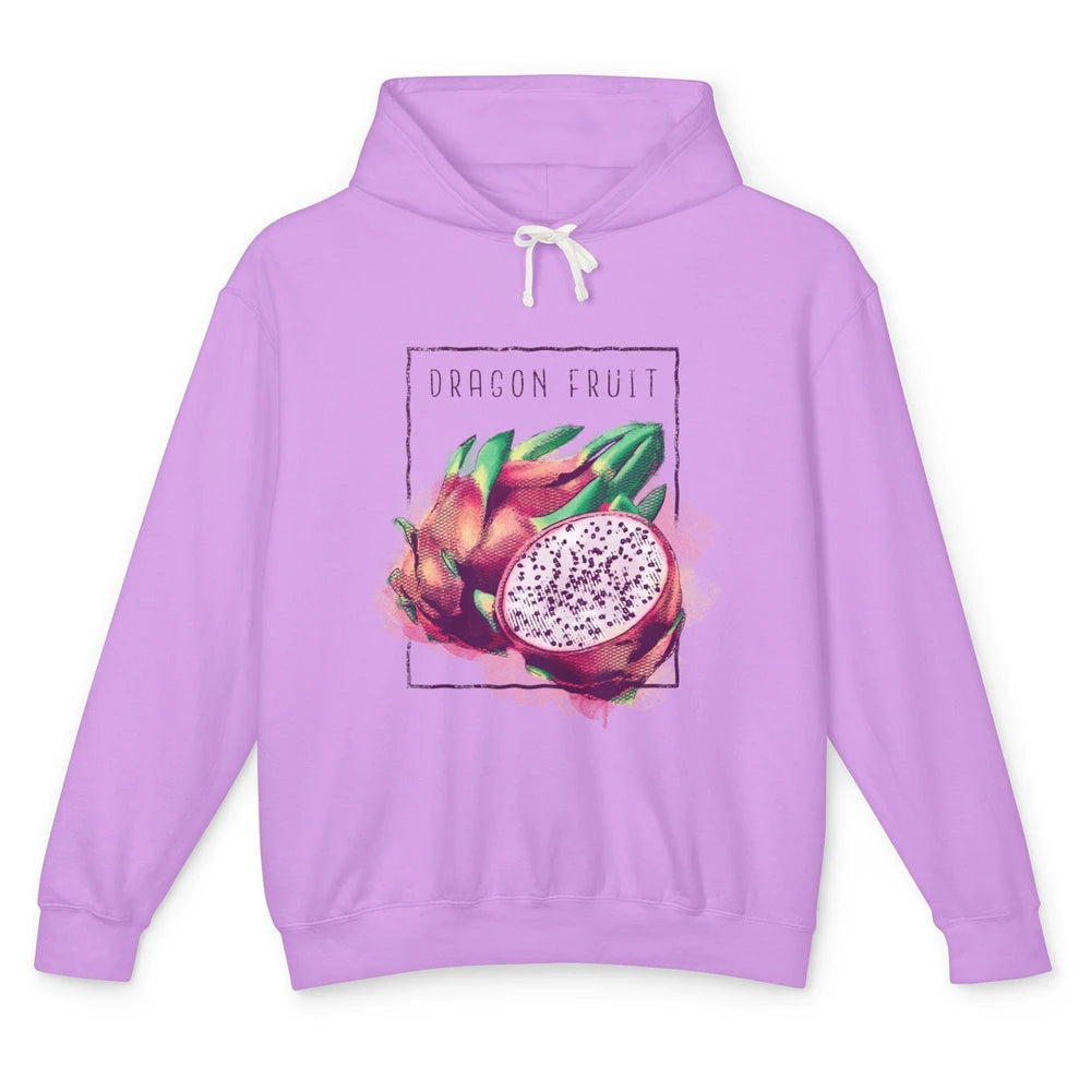 Watercolor Dragonfruit Tropical Paradise Summer Vegan Fruit Unisex Lightweight Hoodie