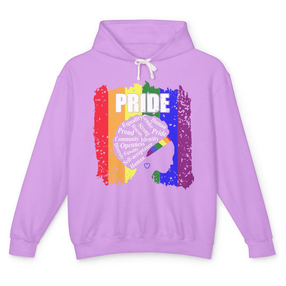 Proud Afro Girl Gay Pride Month Equality Unisex Lightweight Hoodie