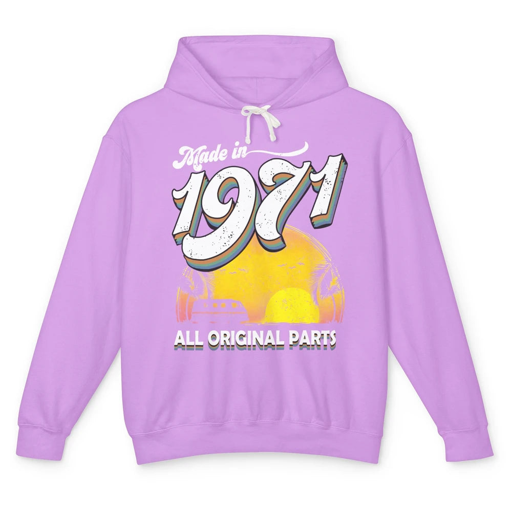 Vintage Born in 1971 All Original Parts 50th Birthday Gift Unisex Lightweight Hoodie