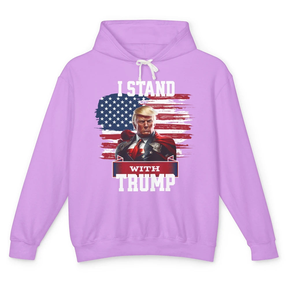 Retro US Flag I Stand With Donald Trump Return 2024 Patriot Unisex Lightweight Hoodie