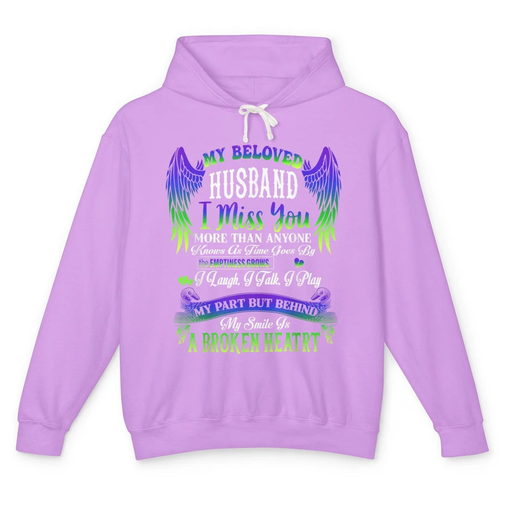 My Husband My Angel In Heaven Love Miss You Husband Wings Unisex Lightweight Hoodie