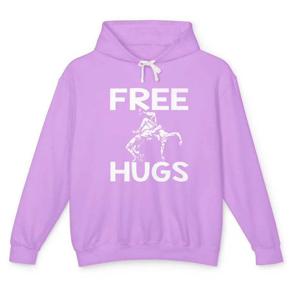 Vintage Wrestling Free Hugs Sports Martial Art Retro Wrestle Unisex Lightweight Hoodie