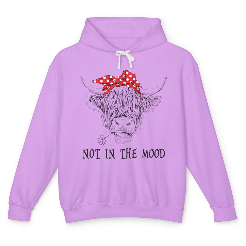 Funny Highland Cow Bandana Not In The Mood Western Cattle Unisex Lightweight Hoodie