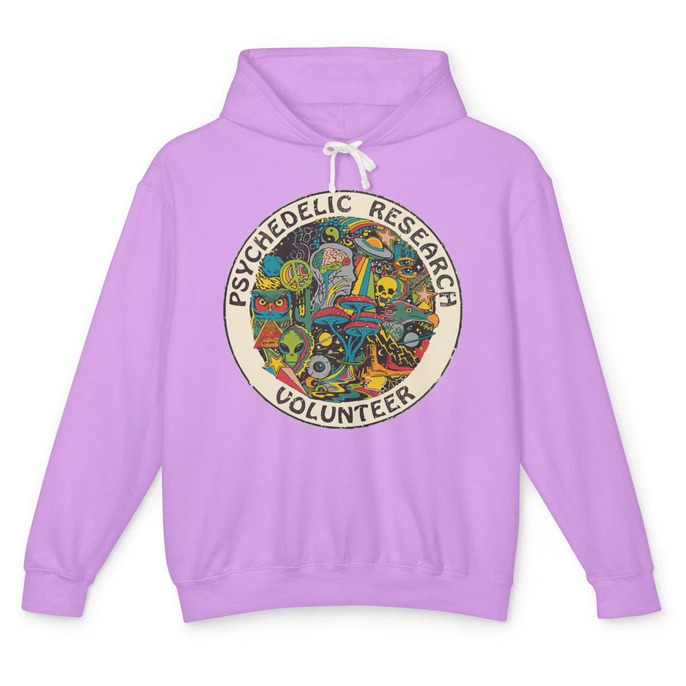 Retro Design Research Volunteer Psychedelic Mushroom Vintage Unisex Lightweight Hoodie