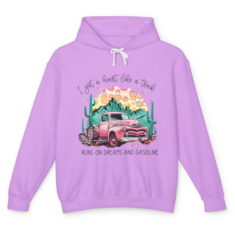 Western Sunset Cowgirl I Got Heart Like Truck Rodeo Cactus Unisex Lightweight Hoodie