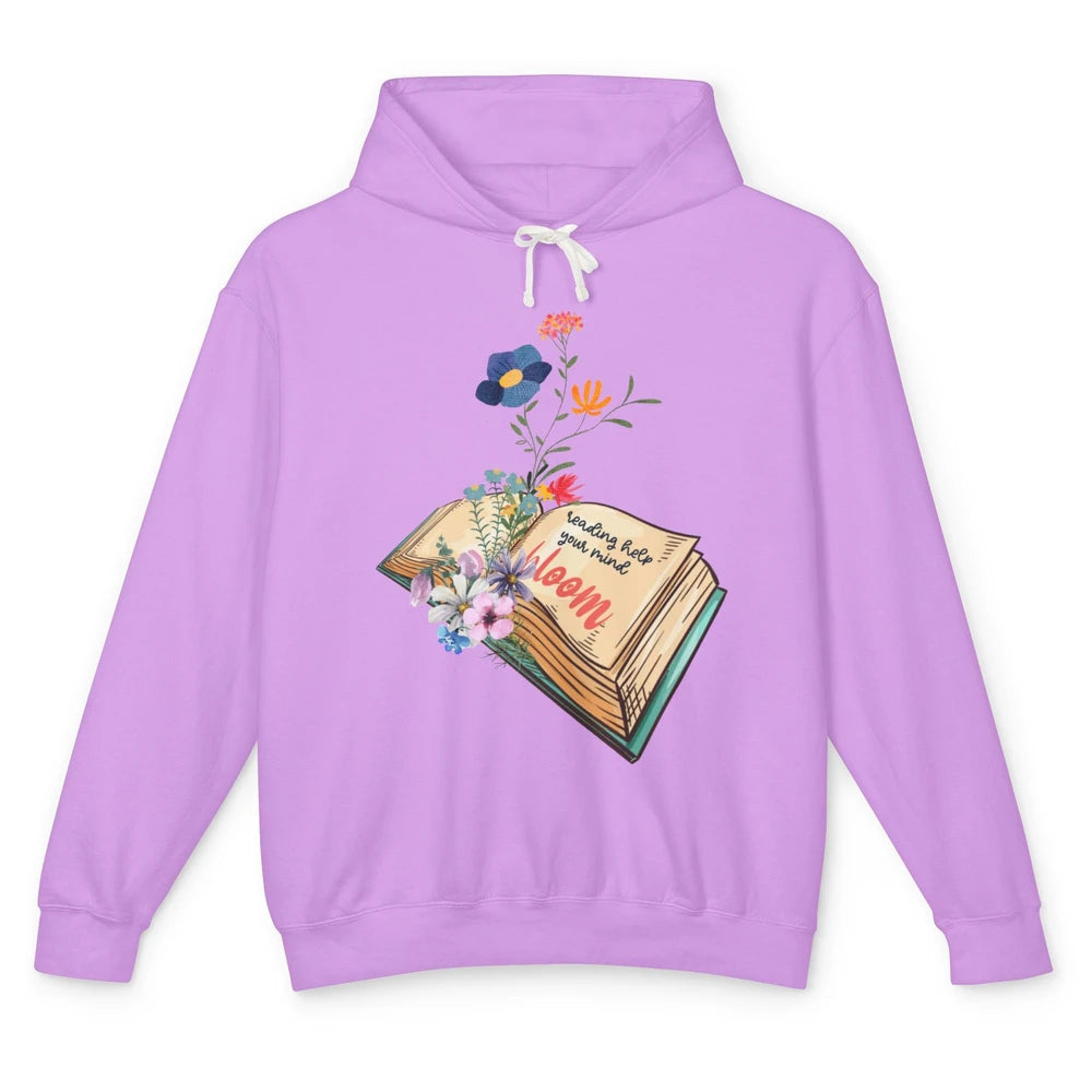 Retro Wildflowers Book Floral Reading Bookworm Teacher Gift Unisex Lightweight Hoodie